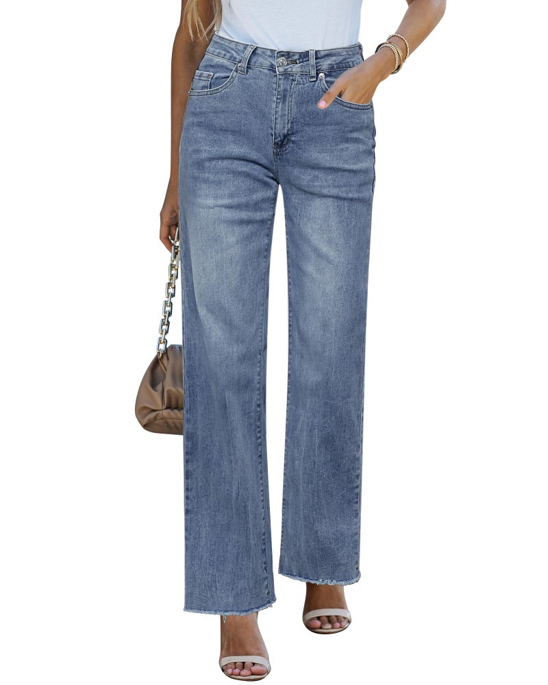 GRAPENT Colored Jeans for Women High Waist Straight Leg Jeans for Women Vintage Blue - Acid Wash XX-Large Fits US Size 20 to 22 - Image 1