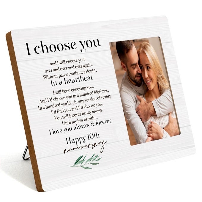 10TH ANNIVERSARY PICTURE FRAME 10TH WEDDING ANNIVERSARY FOR HER HIM COUPLE HUSBAND WIFE HAPPY DECORATIONS FOR WALL DESK TABLETOP SHELF 10 YEARS WEDDING GIFT IDEAS
