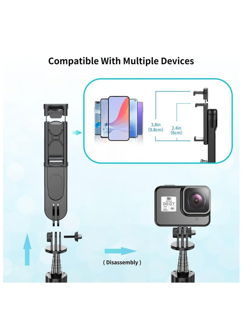 روك بو عصا سيلفي لاسلكية L15 بتقنية البلوتوث مقاس 1110 مم مع حامل ثلاثي صغير مزود بإضاءة خلفية ودوران 360 درجة - Image 5