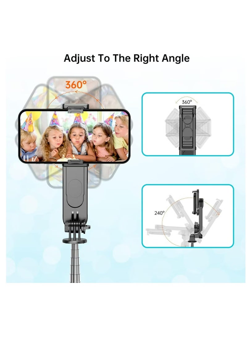 روك بو عصا سيلفي لاسلكية L15 بتقنية البلوتوث مقاس 1110 مم مع حامل ثلاثي صغير مزود بإضاءة خلفية ودوران 360 درجة - Image 4