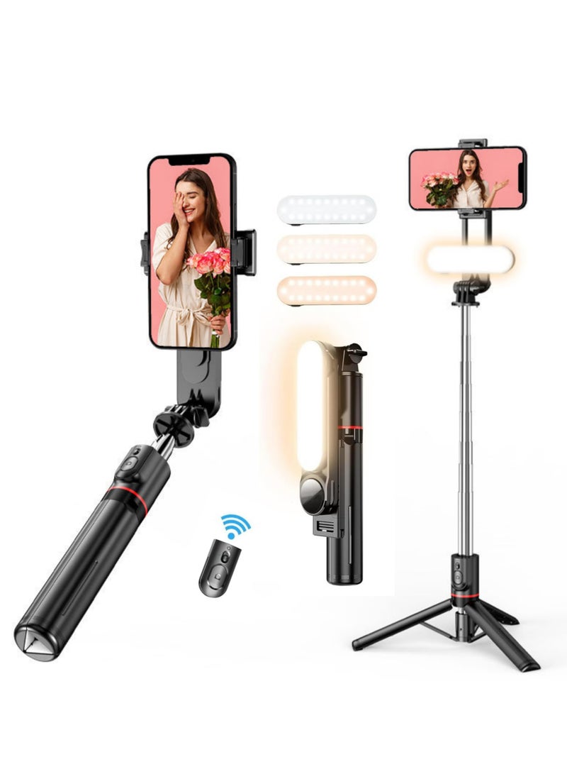 روك بو عصا سيلفي لاسلكية L15 بتقنية البلوتوث مقاس 1110 مم مع حامل ثلاثي صغير مزود بإضاءة خلفية ودوران 360 درجة - Image 1
