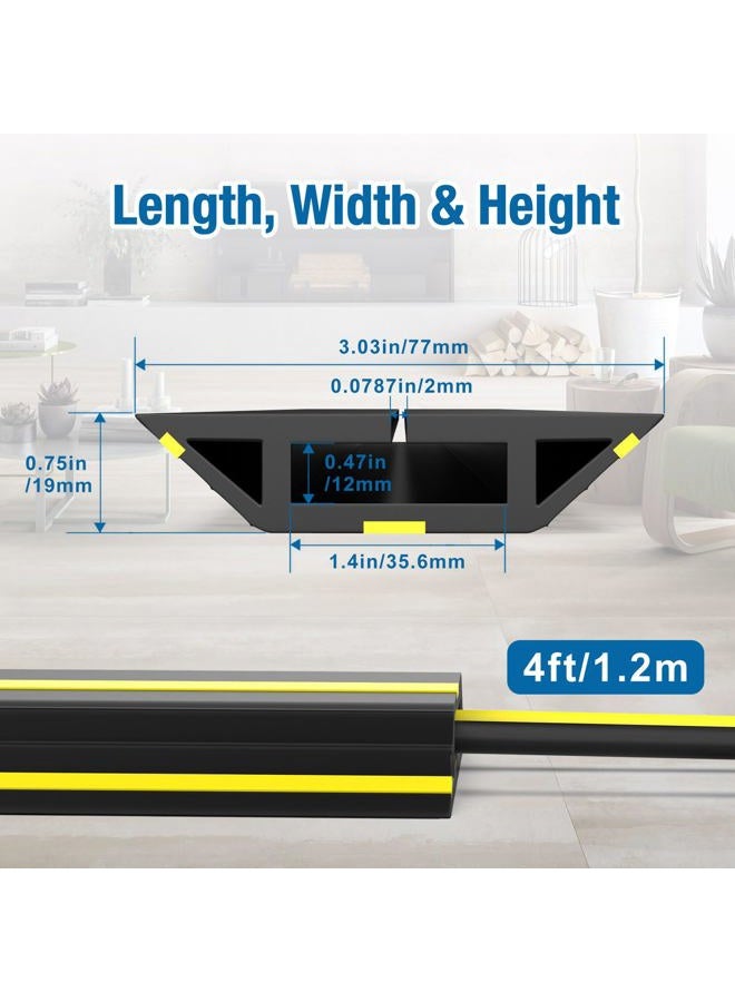 Eapele 4 ft Cable Protector Cord Cover for Floor,Heavy Duty PVC Duct Easy to Unroll,Prevent Trip Hazard for Home Office or Outdoor Settings - Image 2