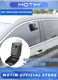 Motim Car Window Key Safe Updated Key Lock Box Outdoor Key Safe Wall Mounted Police Approved with Resettable 12 Digit Code and Weatherproof Cover Key Lock for Car Rental Home Office  - Image 2