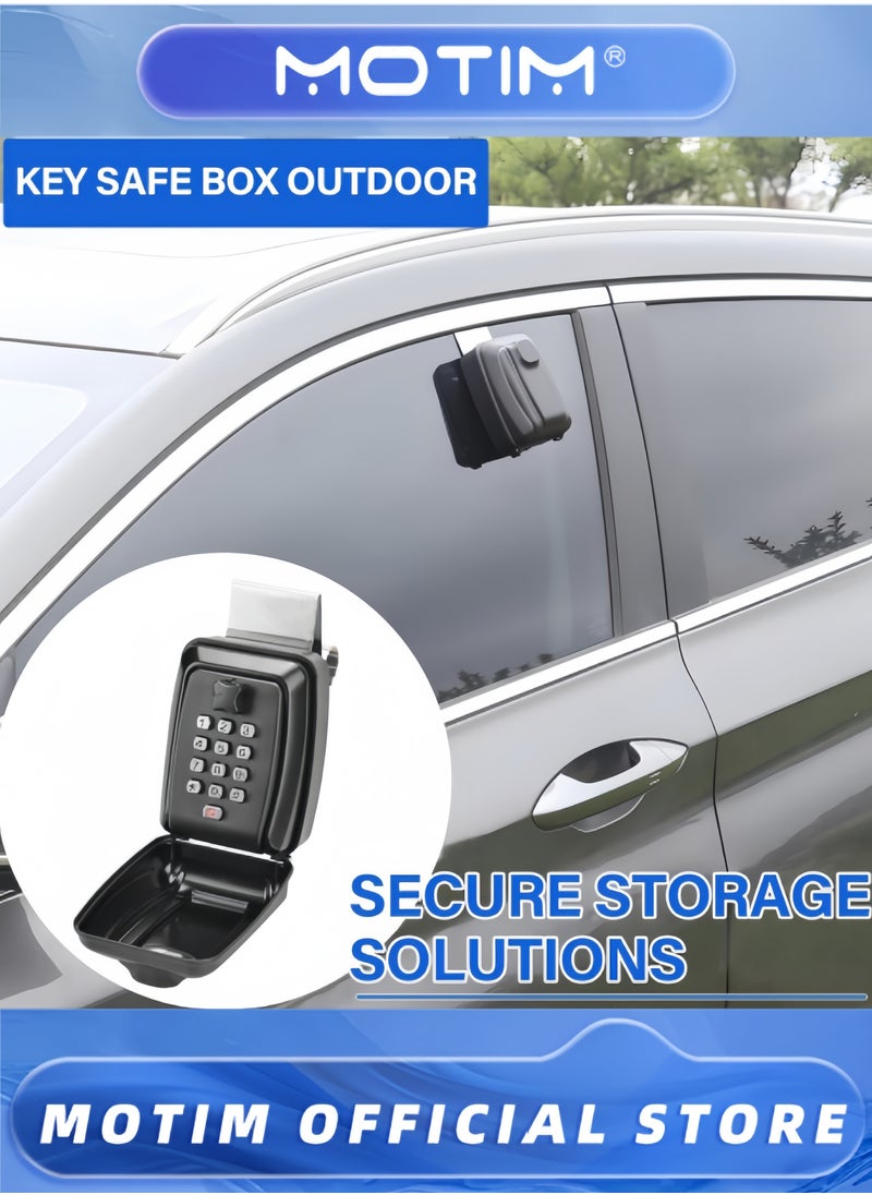 Motim Car Window Key Safe Updated Key Lock Box Outdoor Key Safe Wall Mounted Police Approved with Resettable 12 Digit Code and Weatherproof Cover Key Lock for Car Rental Home Office  - Image 2