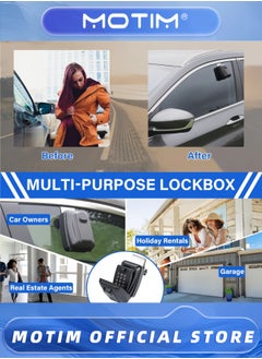 Motim Car Window Key Safe Updated Key Lock Box Outdoor Key Safe Wall Mounted Police Approved with Resettable 12 Digit Code and Weatherproof Cover Key Lock for Car Rental Home Office  - Image 3