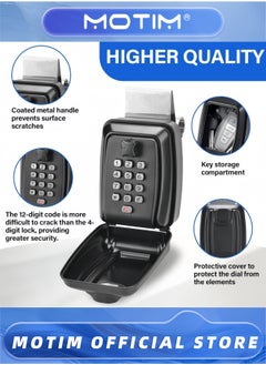 Motim Car Window Key Safe Updated Key Lock Box Outdoor Key Safe Wall Mounted Police Approved with Resettable 12 Digit Code and Weatherproof Cover Key Lock for Car Rental Home Office  - Image 5