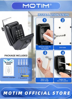 Motim Car Window Key Safe Updated Key Lock Box Outdoor Key Safe Wall Mounted Police Approved with Resettable 12 Digit Code and Weatherproof Cover Key Lock for Car Rental Home Office  - Image 4