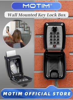 Motim Car Window Key Safe Updated Key Lock Box Outdoor Key Safe Wall Mounted Police Approved with Resettable 12 Digit Code and Weatherproof Cover Key Lock for Car Rental Home Office  - Image 1