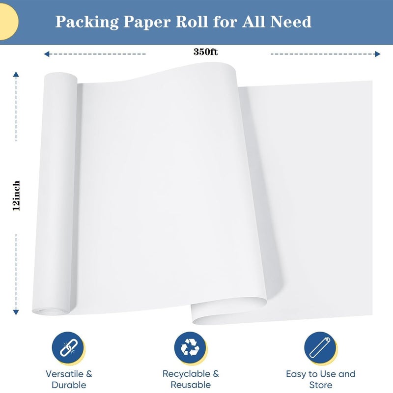 Mintboo 12 W x 350'L Packing Paper Roll for Moving Protecting Fragile China and Glasses  Small Wrapping Newsprint Paper Roll for Shipping and Moving Box Filler - Image 2