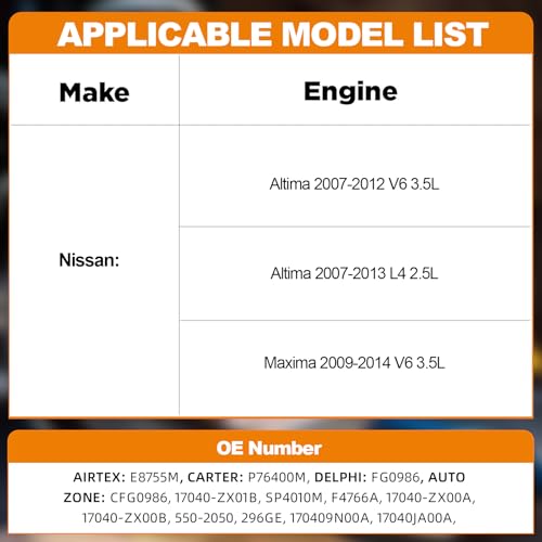 DIRBOERF Electric Fuel Pump Assembly Compatible With Nissan Altima 2007-2012 V6 3.5L Altima 2007-2013 L4 2.5L Maxima 2009-2014 V6 3.5L Replaces FG0986 P76400M SP4010M - Image 5