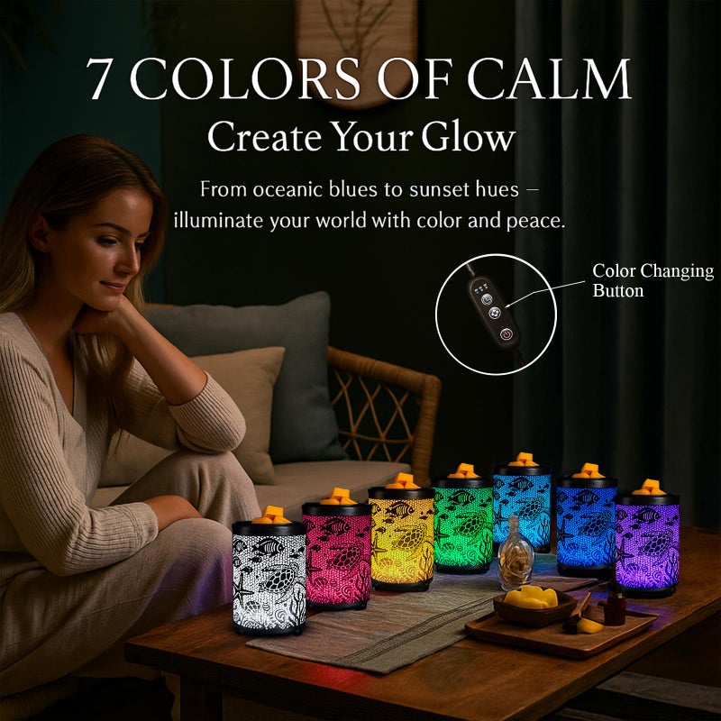 Leyoue Electric Wax Melt Warmer PTC Heating Plate with 7 Colors LED Changing Light Wax Warmer Fragrance Warmer for Home Office Gifts & Decor(Underwater World) - Image 3