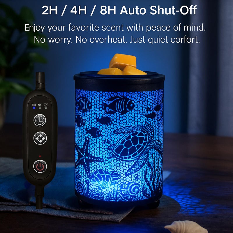 Leyoue Electric Wax Melt Warmer PTC Heating Plate with 7 Colors LED Changing Light Wax Warmer Fragrance Warmer for Home Office Gifts & Decor(Underwater World) - Image 4