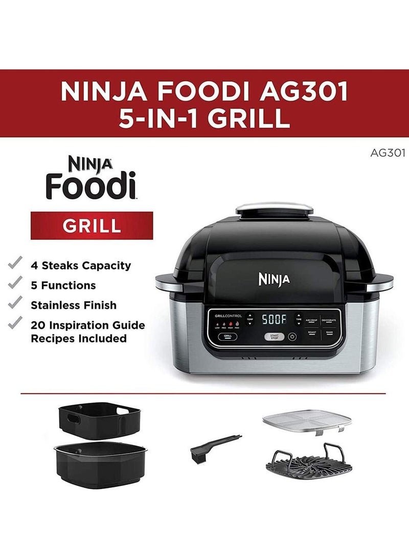 Ninja - 5 in 1 Foodi Countertop Grill with 4 Quart Air Fryer AG301UK 5.7L - Image 1