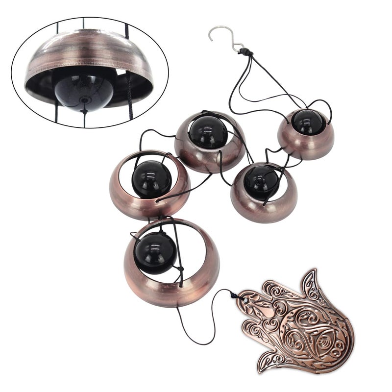 ASTARIN Copper Hand of God Temple Wind Chime â€“ 5-Bell Red Copper Feng Shui Chime with Sacred Hand of God Medallion for Porch, Patio, Garden DÃ©cor & Memorial Keepsake - Image 3