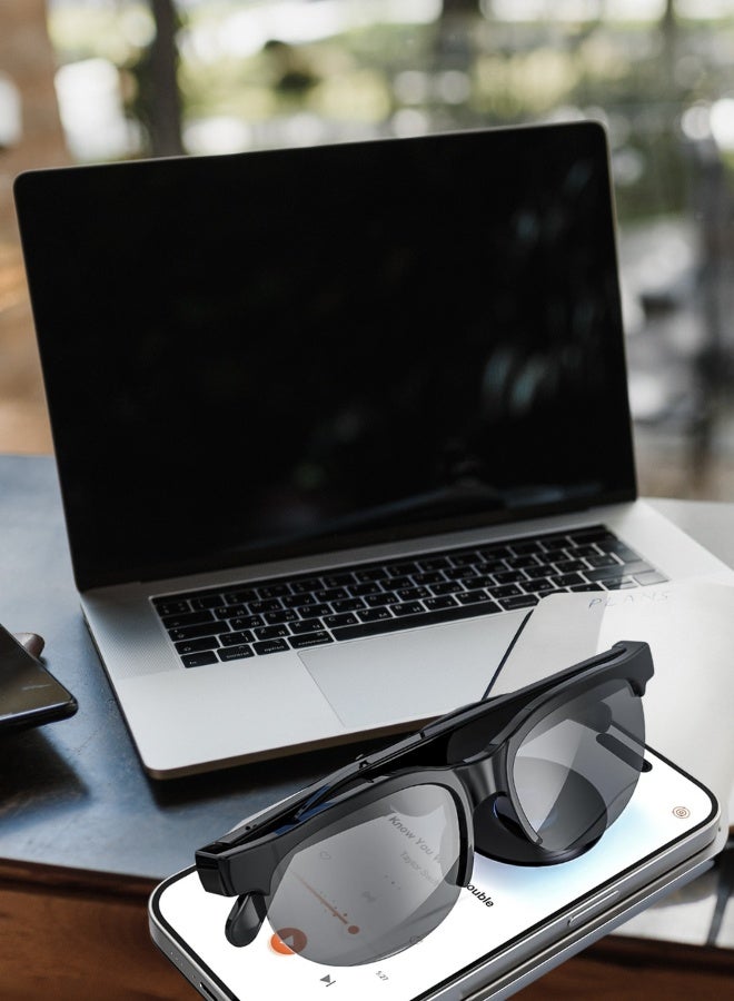 نظارة شمسية ذكية F06 بتقنية البلوتوث وسماعة مدمجة – أسود - Image 3