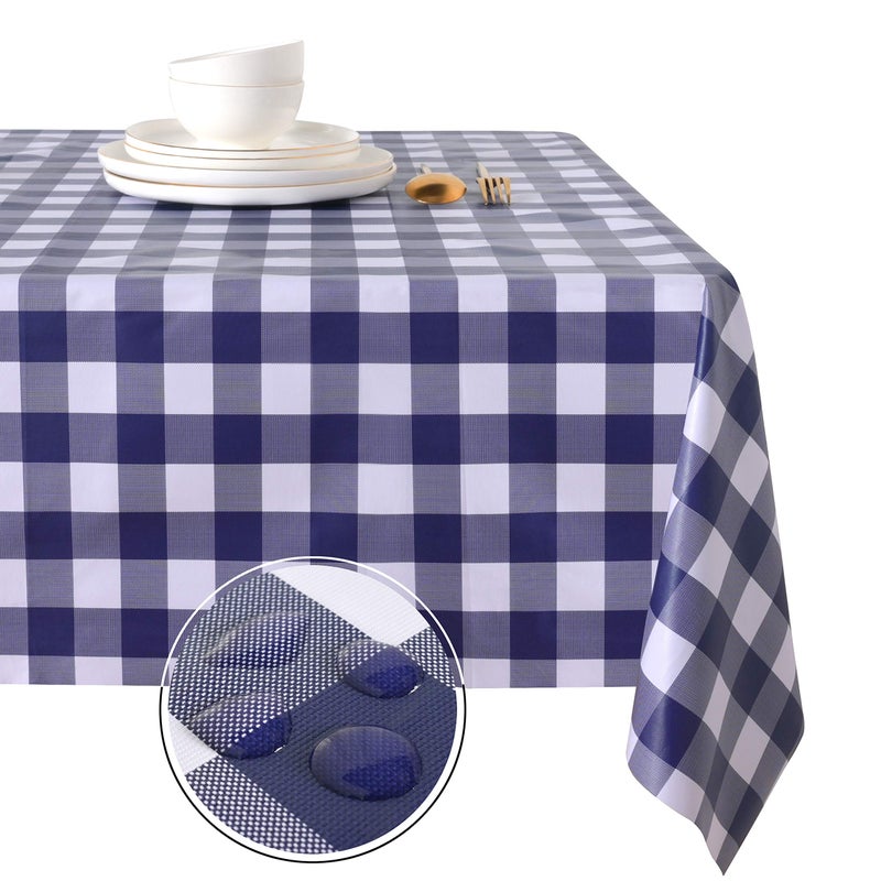 Obstal 100 Waterproof PVC Table Cloth OilProof SpillProof Vinyl Rectangle Tablecloth Wipeable Table Cover for Outdoor and Indoor UseNavy Blue54 x 54 Inch