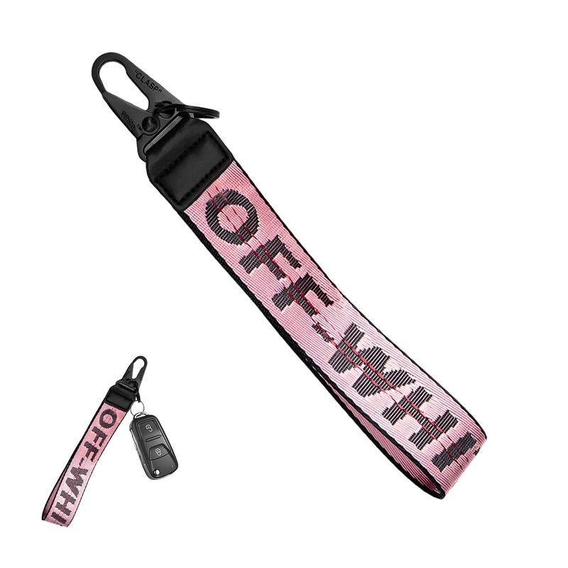 DXNQ Car Keychain Fabric Keychain Wrist Lanyard Key Ring for Cars Keys Wallets Jeans Decoration Car Accessories Pink - Image 3