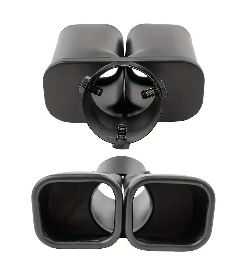 Matte Black Square Exhaust Nozzle For Car Dual Stainless Steel Pipe Trim - Image 2
