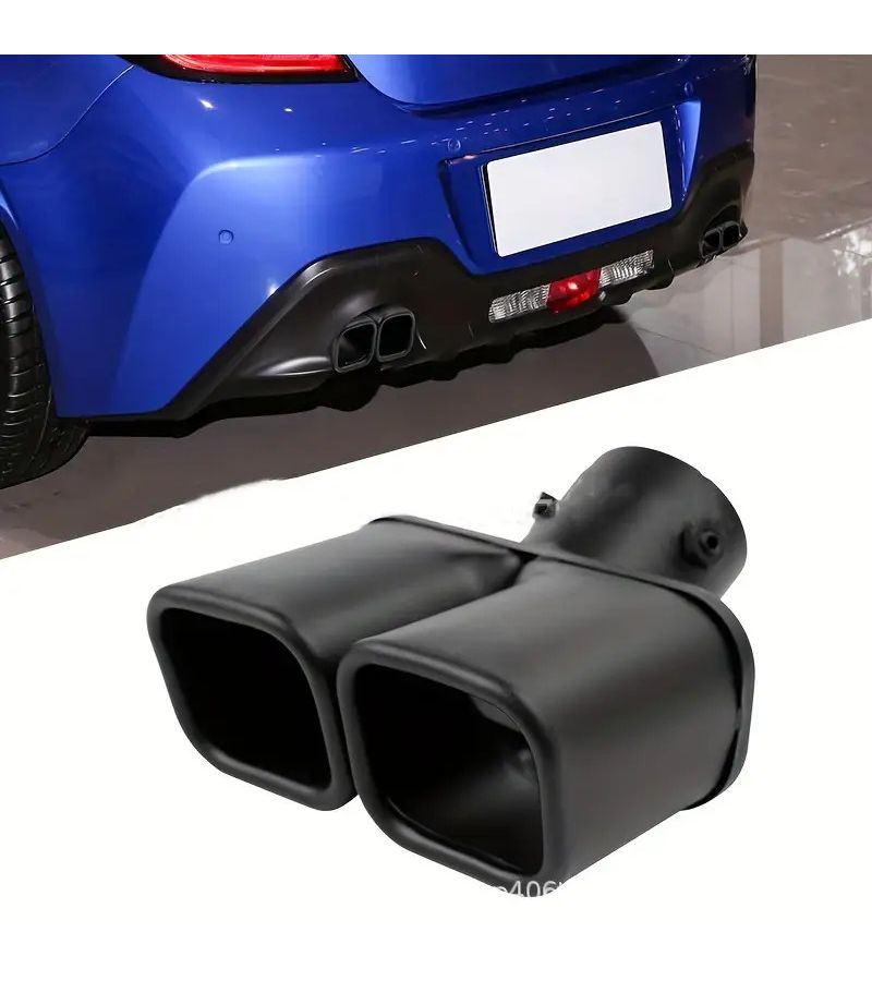 Matte Black Square Exhaust Nozzle For Car Dual Stainless Steel Pipe Trim - Image 1