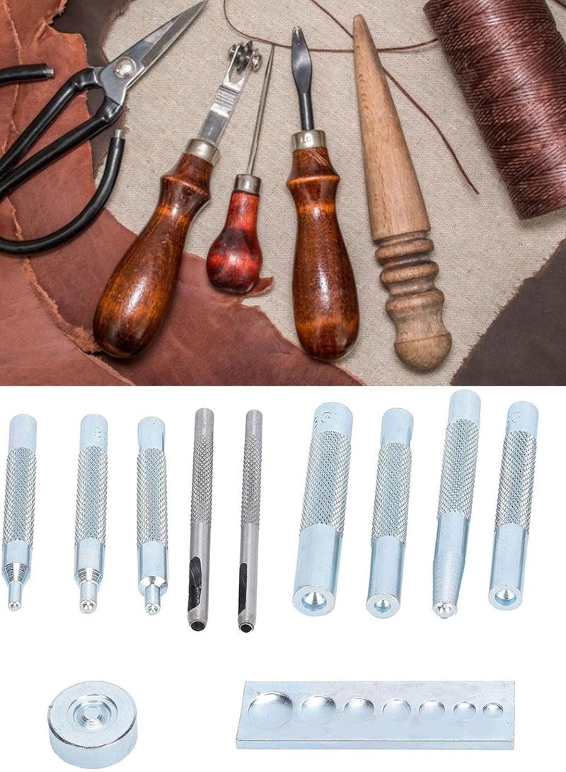 GGOOT Eyelet Die Punch Tool Hole Set Snap Rivet Setter Base Leather Craft Kit Hardware Snap Rivet Setter Leather Eyelet Punch  - Image 2