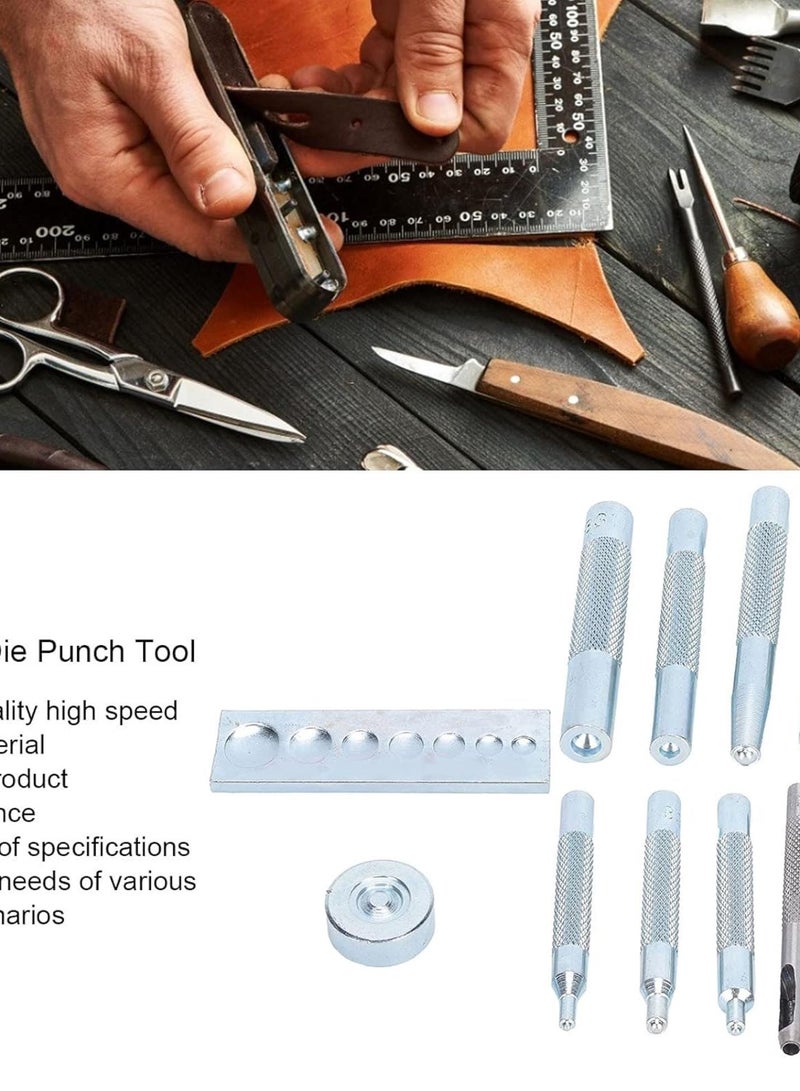 GGOOT Eyelet Die Punch Tool Hole Set Snap Rivet Setter Base Leather Craft Kit Hardware Snap Rivet Setter Leather Eyelet Punch  - Image 4