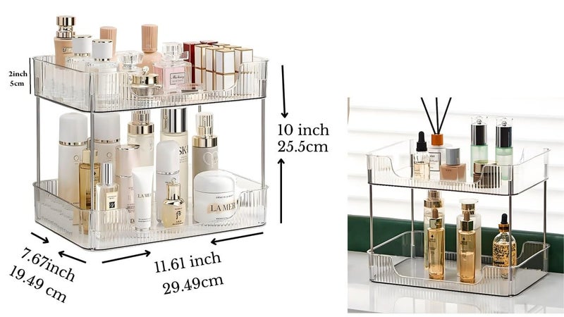 OTIPORTER OTIPORTER Multifunctional Storage Rack 2 Tier Container for Party Living Room Toilet White Kitchen Dining Bar Bathroom Counter Shelf for Cosmetics Toiletries Lotions Perfumes - Image 4