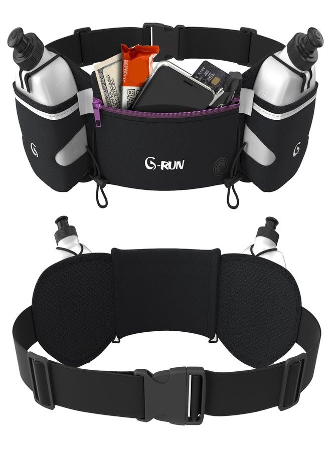 Q-RUN Hydration Running Belt with Bottles - Water Belts for Woman and Men - iPhone Running Belt - Fuel Marathon Waist Pouch for Runners - Jogging Cycling Biking Hiking Belt with water bottle holder - Image 1