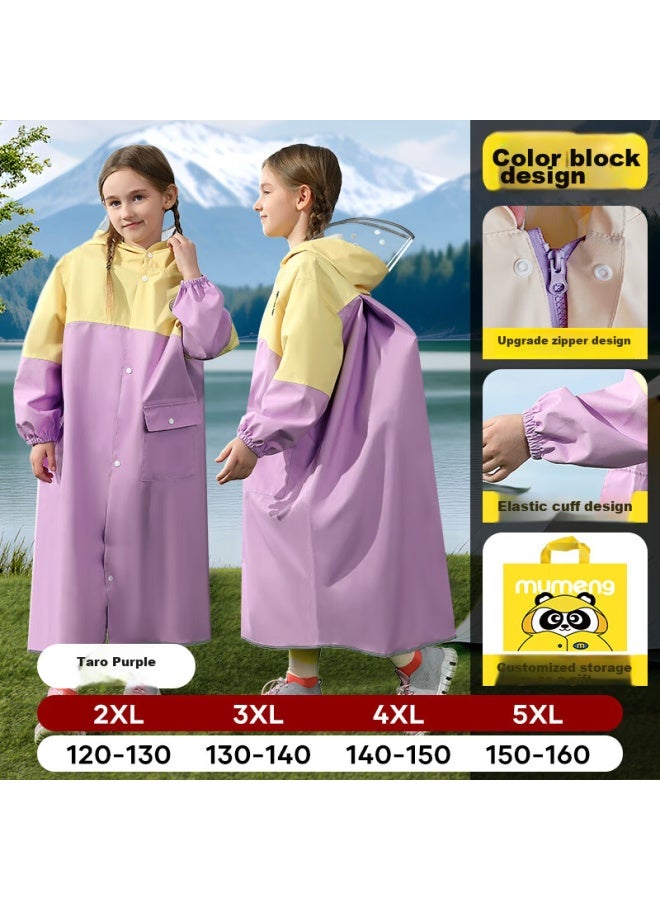 Moremerry Children's Raincoat For Boys And Girls With Backpack Space, Waterproof Breathable Baby School Fashion Rain Poncho, Yuni Purple, 2XL - Image 1