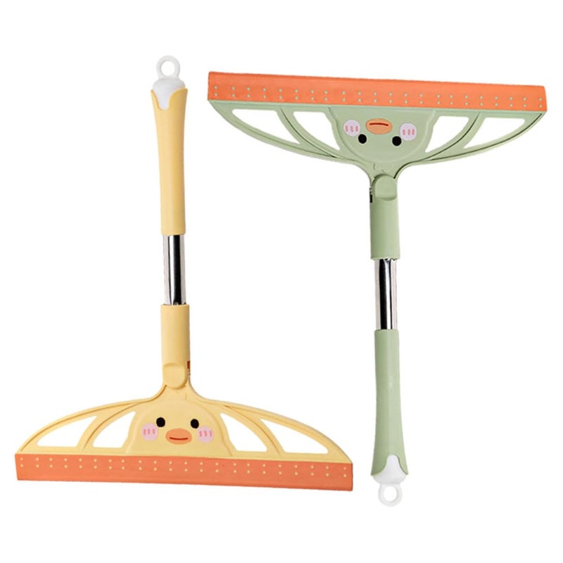 2 in 1 Shower Squeegee and Car Wiper with Rubber Blade Yellow Green for Bathroom Mirror Kitchen Tile - Image 2