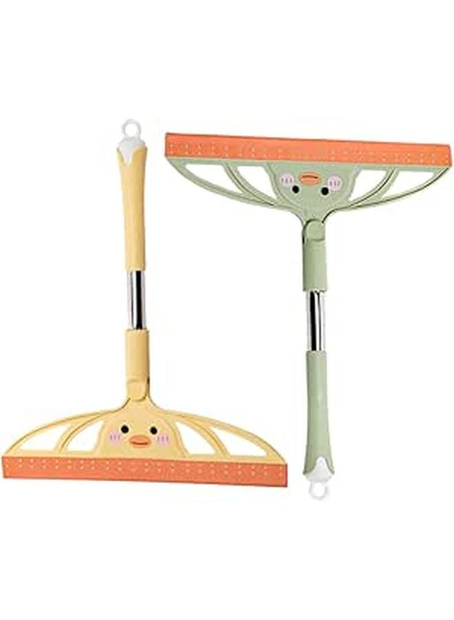 2 in 1 Shower Squeegee and Car Wiper with Rubber Blade Yellow Green for Bathroom Mirror Kitchen Tile - Image 1