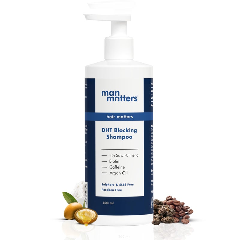Man Matters Dht Blocking Anti Hair Fall Shampoo Reduces Hair Fall Strengthen Hair With Power Of Caffeine Saw Palmetto Argan Oil  Biotin  300ml - Image 1