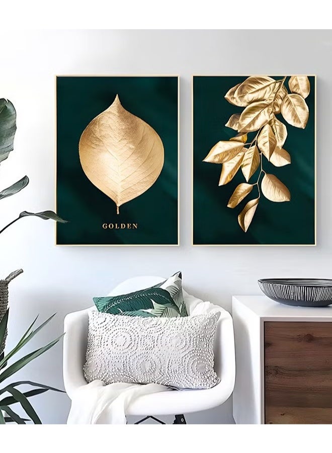 EETU 3Pcs Abstract Wall Art Home Decor,Black Gold Leaf Canvas Prints For Living Room Bedroom,Large Modern Canvas Wall Art,40x60cm(Only Drawing Core) - Image 2