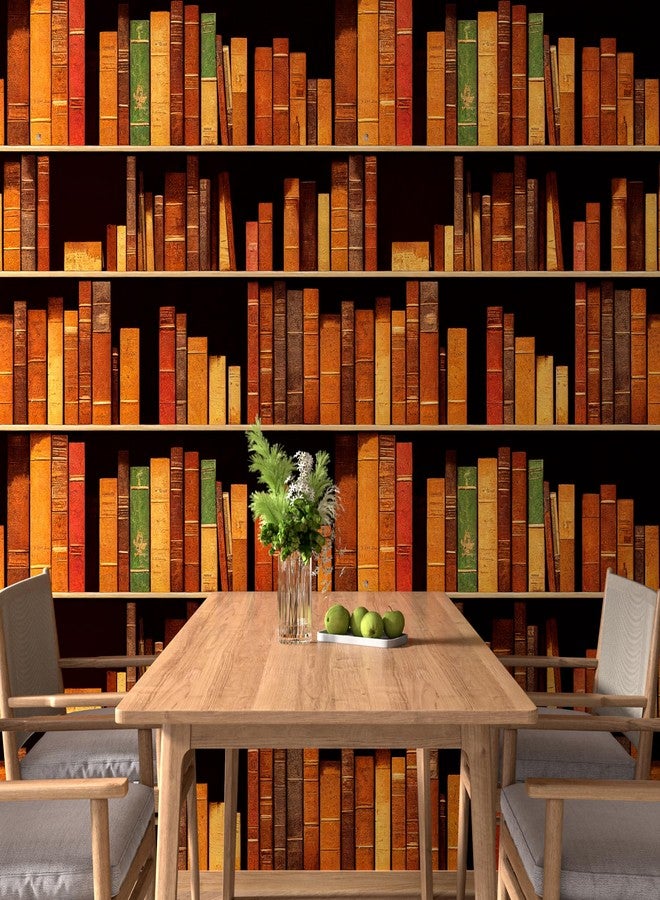 ReWallpaper ورق جدران عتيق من ReWallpaper بمقاس 17.5 بوصة × 23 قدمًا، قابل للتقشير واللصق، ورق جدران أكاديمي داكن، كتب مكتبة، جدارية، سلالم، باب الفصل الدراسي، خزانة، ورق اتصال، ورق جدران عتيق مقاوم للماء للجدران - Image 2