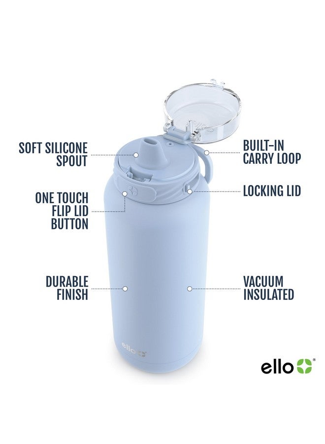 إلو زجاجة مياه من الفولاذ المقاوم للصدأ من إيلو كوبر، سعة 22 أونصة، مزودة بقشة ومقبض حمل، مصنوعة من معدن مزدوج الجدار معزولة بالفراغ، وغطاء قفل مانع للتسرب مع فوهة سيليكون ناعمة، قابلة لإعادة الاستخدام، خالية من مادة BPA، لون أزرق هالوجيني - Image 3