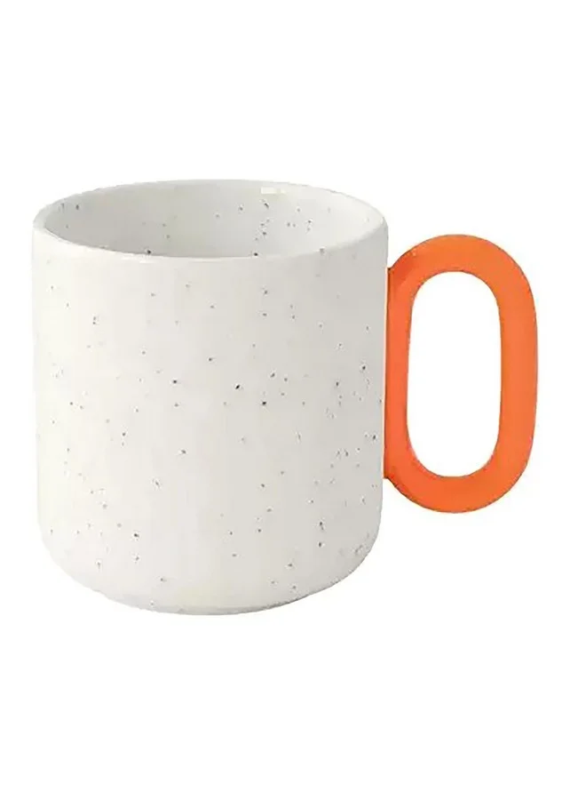 Easy Life Microwave and Dishwasher Safe Porcelain Coffee Mug White and Orange 350ml R1740#CRWO