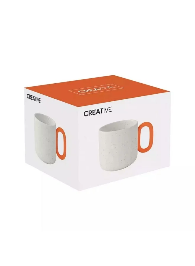Easy Life Microwave and Dishwasher Safe Porcelain Coffee Mug White and Orange 350ml R1740#CRWO