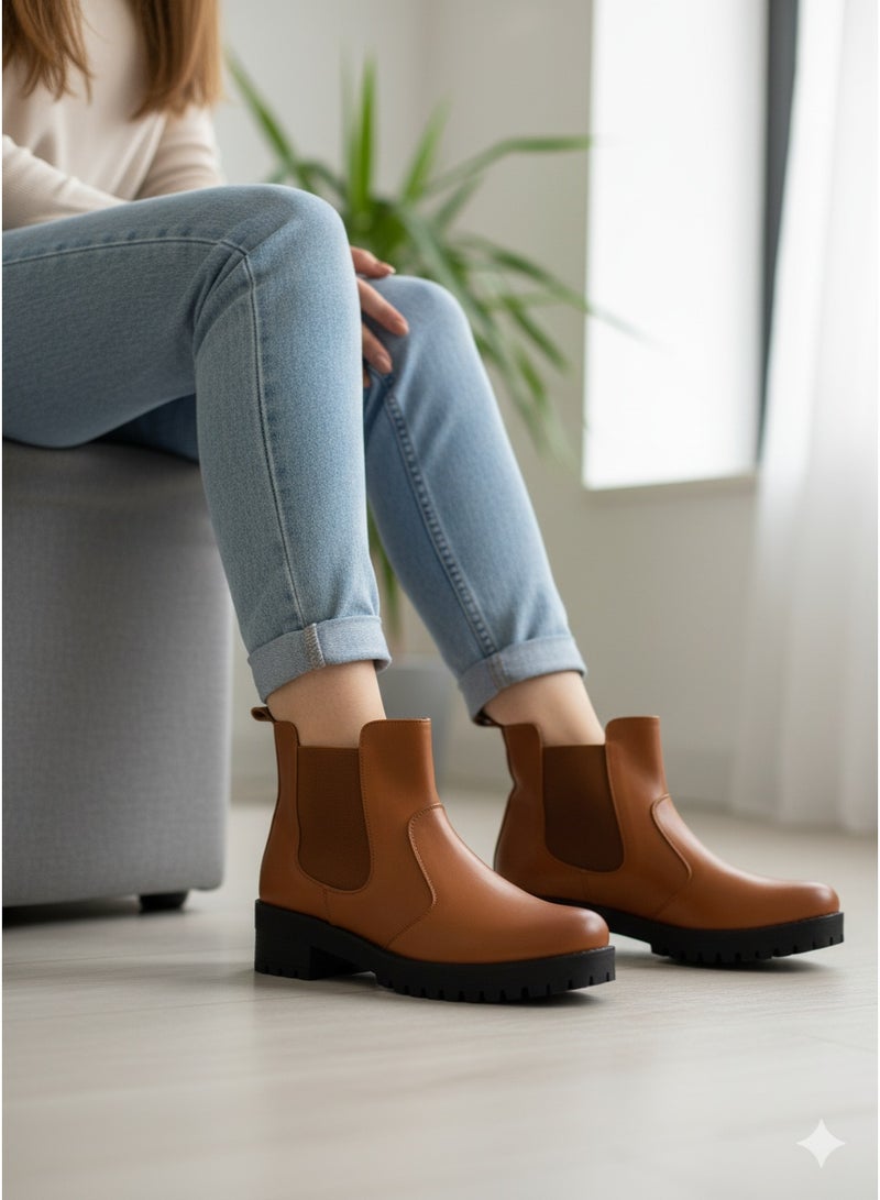 فيبراندا هاف بوت تشيلسي بتصميم عصري BO-1 هافان جلد - Image 1