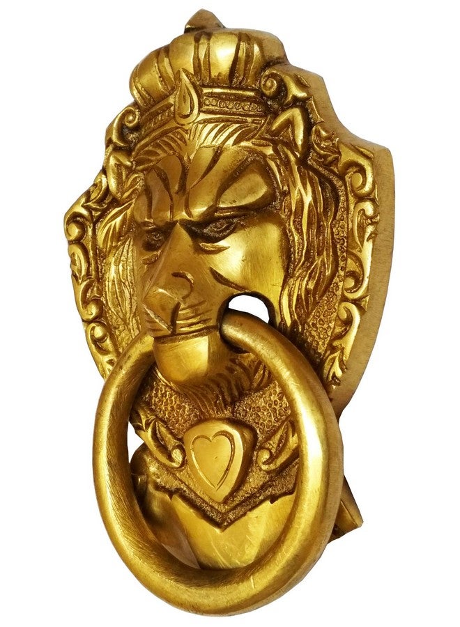 Purpledip Brass Door Knocker: Antique Lion King Design Gate Handle (11597)