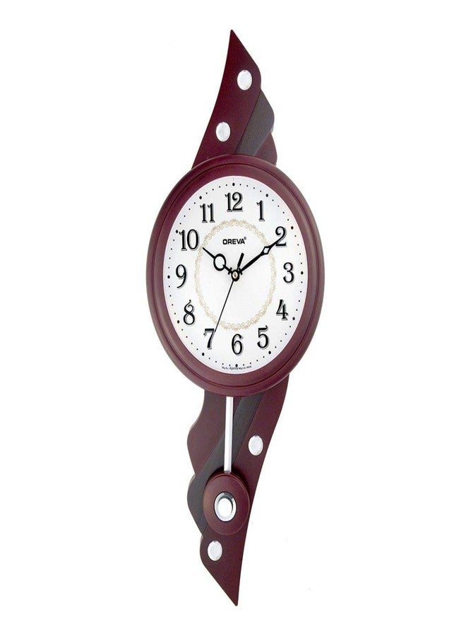 OREVA Wooden Finish Plasitc Pendulum Clock (Brown, Wood) - Image 1