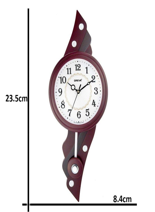 OREVA Wooden Finish Plasitc Pendulum Clock (Brown, Wood) - Image 2
