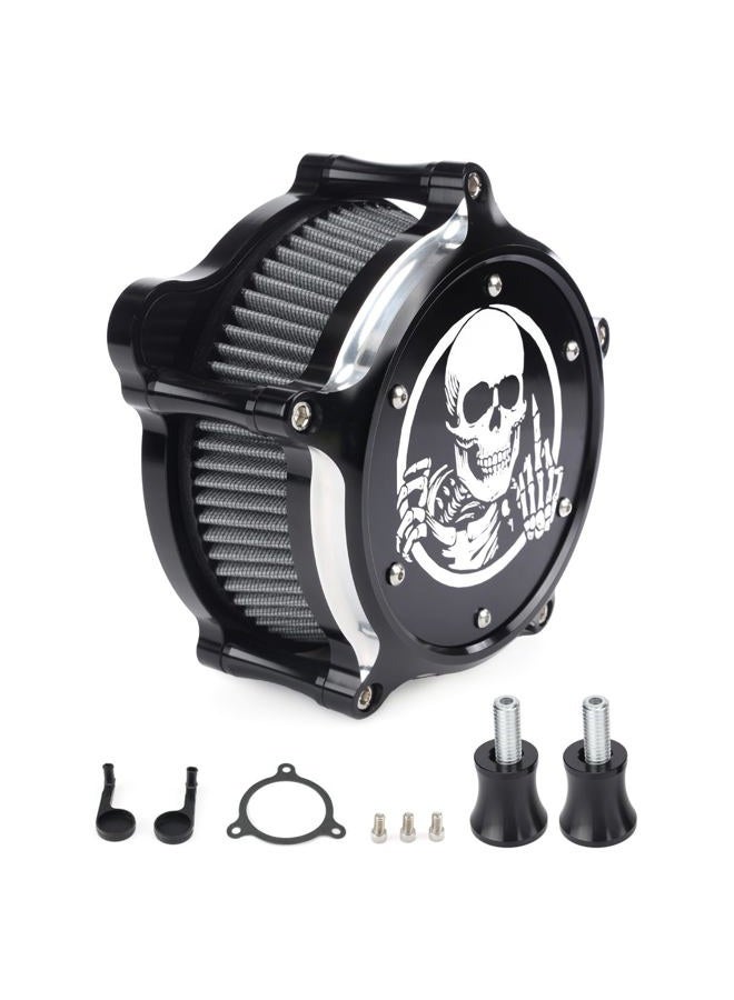 FIASRAC Air cleaners filters Motorcycle Air Cleaner Skull Style Air Filter Kit Fit For Harley FLHR Road King FLHX Street Glide FLTRX Road Glide Softail 18-24 Touring M8 2017-2023 - Image 1