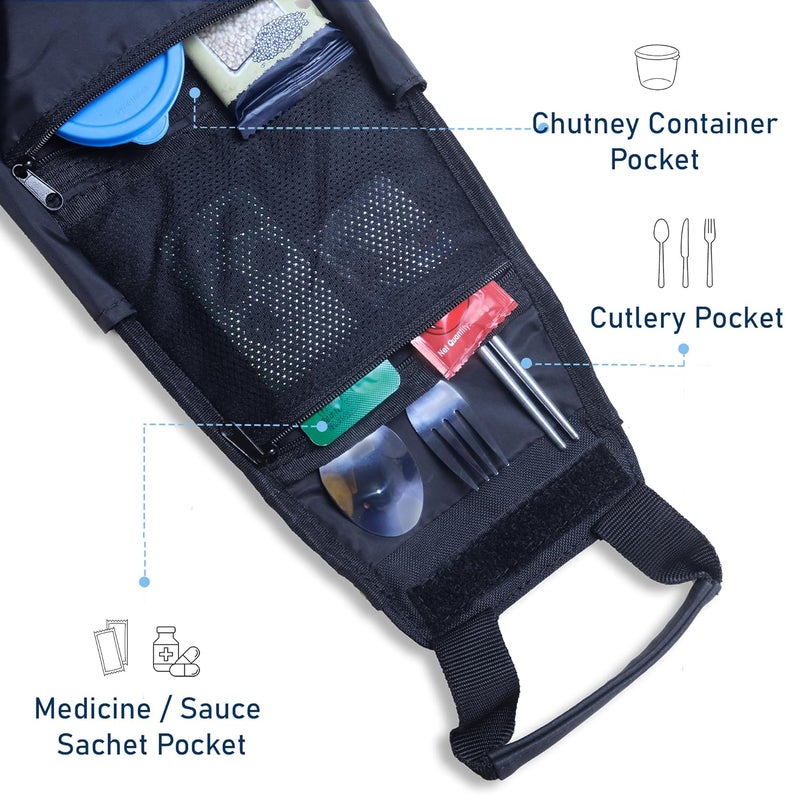 Carriall Black Meal BagTiffin Bag for Office College School Picnic Reusable WaterResistant Lunch Box Cover Bag Only 8L Capacity Storage Gifting for MenWomen Kids BoysGirls - Image 5
