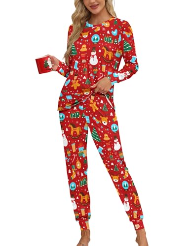 KFUBUO Christmas Pajamas Set for Women 2 Piece Long Sleeve Lounge Sets Girls sleepwear wiht Pockets - Image 1