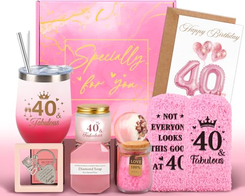 Giftota 40th Birthday Gifts Women, 40 Year Old Birthday Gifts for Women Self Care Relaxing Spa Gift Basket Fabulous 40th Birthday Gift Idea for Her Happy 40Yr Birthday Gift for Woman Mom Wife Sister Friends - Image 1
