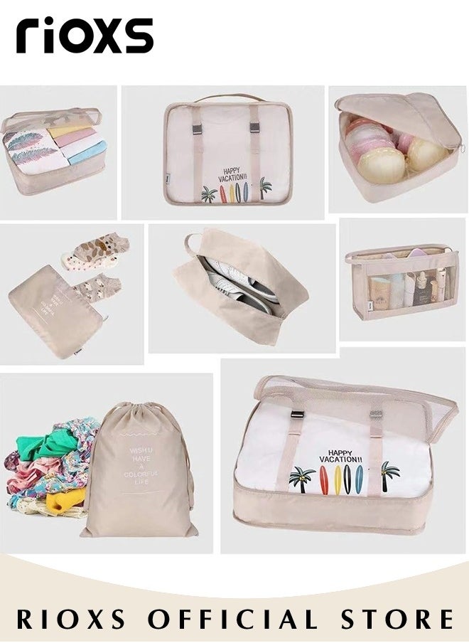 RIOXS - 10Pcs Packing Cubes for Storage Luggage Packing Cube Organizer Travel Packing Cubes Set Clothes Shoes Storage Travel Organizer Bags for Luggage - Image 1
