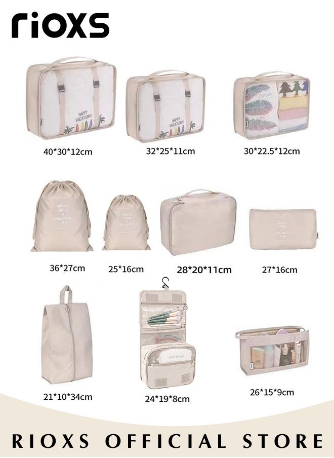 RIOXS - 10Pcs Packing Cubes for Storage Luggage Packing Cube Organizer Travel Packing Cubes Set Clothes Shoes Storage Travel Organizer Bags for Luggage - Image 1