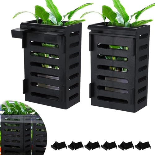 VAYINATO® 2 Pcs Black Hanging Water Plant Holder (Box Type) Pot for Aquarium Fish Tank, Aquaponics and Hydroponics with Hooks for Easy Installation by Petzlifeworld - Image 1