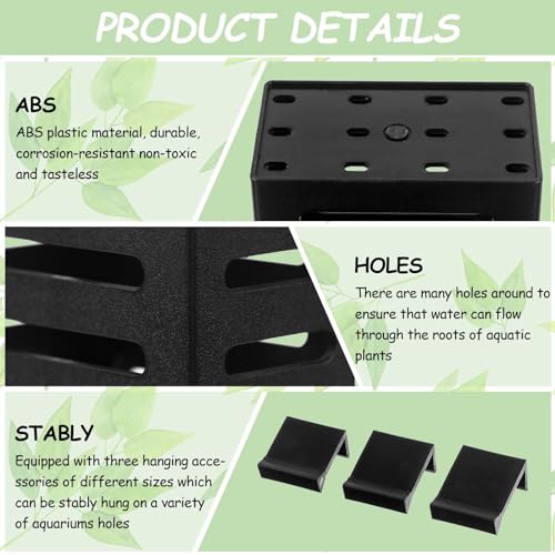 VAYINATO® 2 Pcs Black Hanging Water Plant Holder (Box Type) Pot for Aquarium Fish Tank, Aquaponics and Hydroponics with Hooks for Easy Installation by Petzlifeworld - Image 5