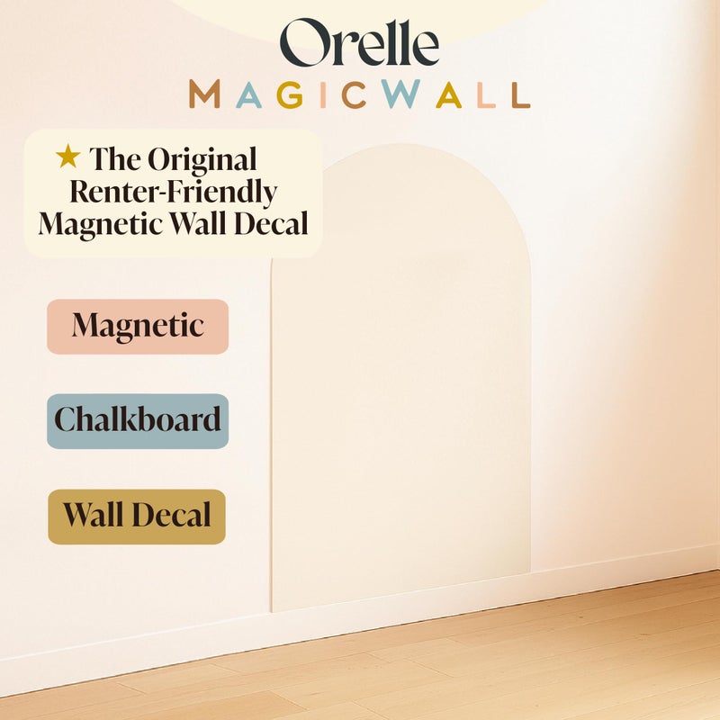 Orelle MagicWall | Magnetic Arch Wall Decal â€“ Repositionable & Renter-Friendly | Peel & Stick Magnetic Wall Decal Chalkboard | Playroom Essentials | Large 24 x 39â€ | Cream - Image 2