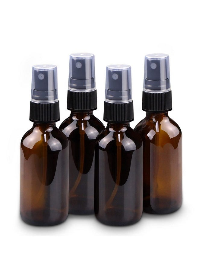 Wedama - Wedama Mini Spray Bottles 2 oz, Amber Glass Spray Bottles, Empty Small Spray Bottles with Funnel Dropper, Fine Mist for Hair, Travel, Plants, Cleaning Solutions and Skin Care (4 Pack) - Image 1